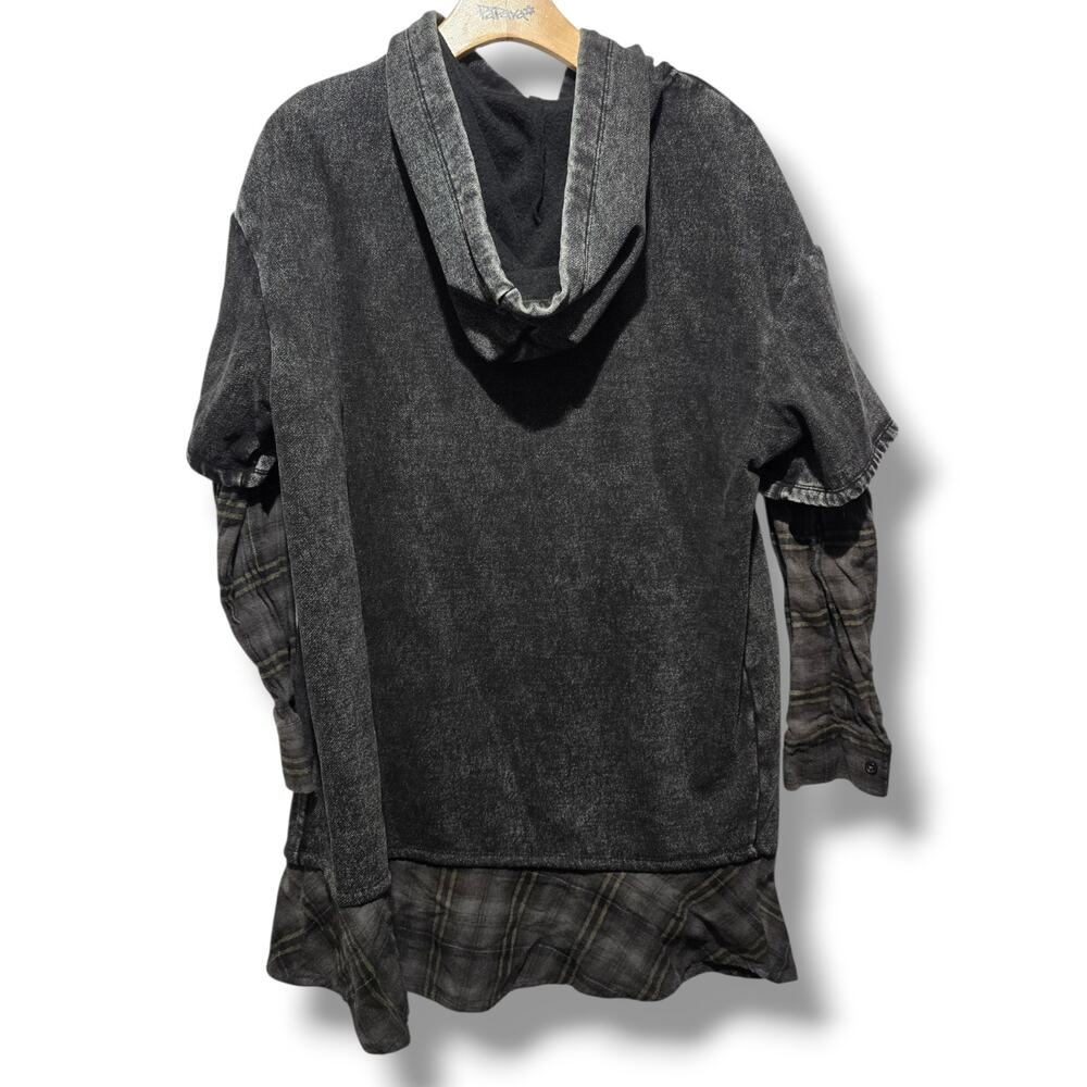 Hot Topic women's Nothing Matters Flannel Twofer Hoodie Dress - Picture 4 of 8